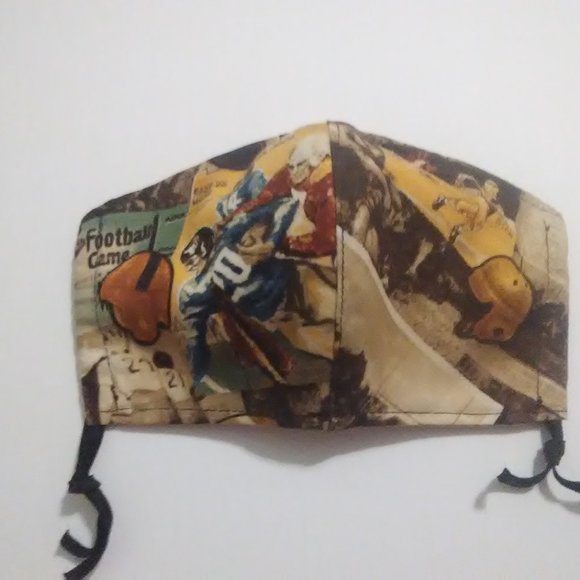 Facemask Football Theme Sports News 3 Ply Handmade - Picture 3 of 7